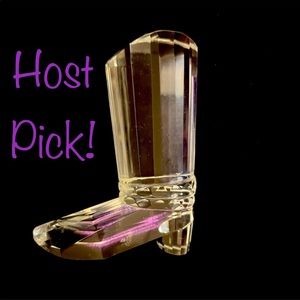 Oleg Cassini Crystal Cowboy Boot with Signature Miniature Paperweight Like New!